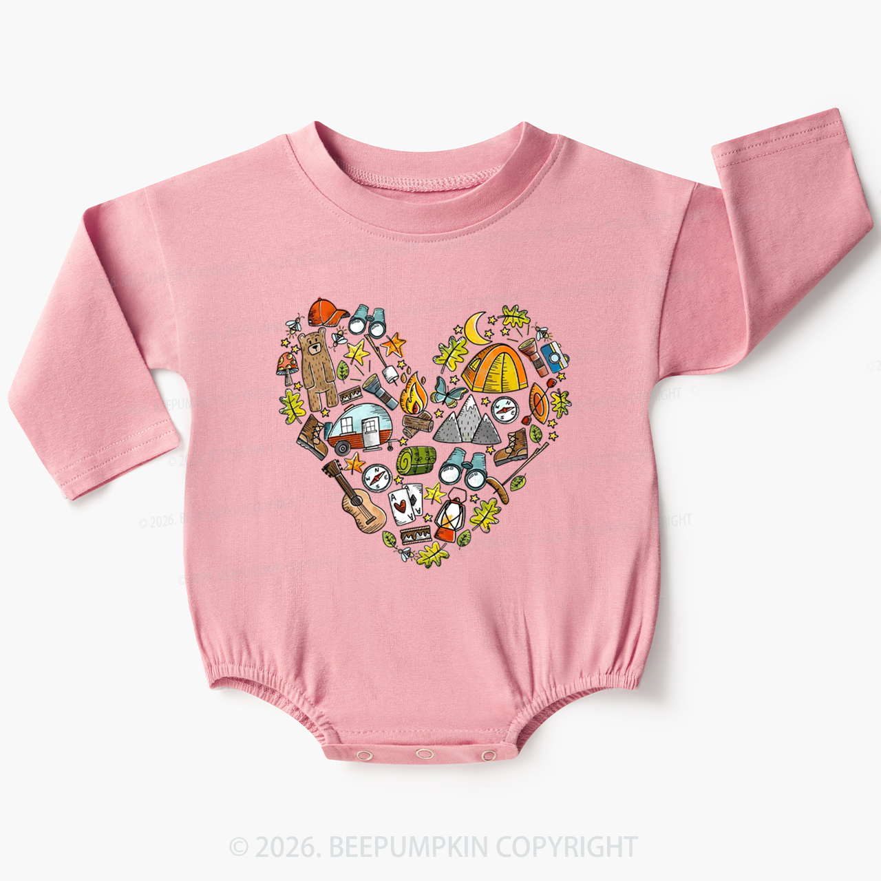 Love Camping Funny Hiking Baby Bubble Romper