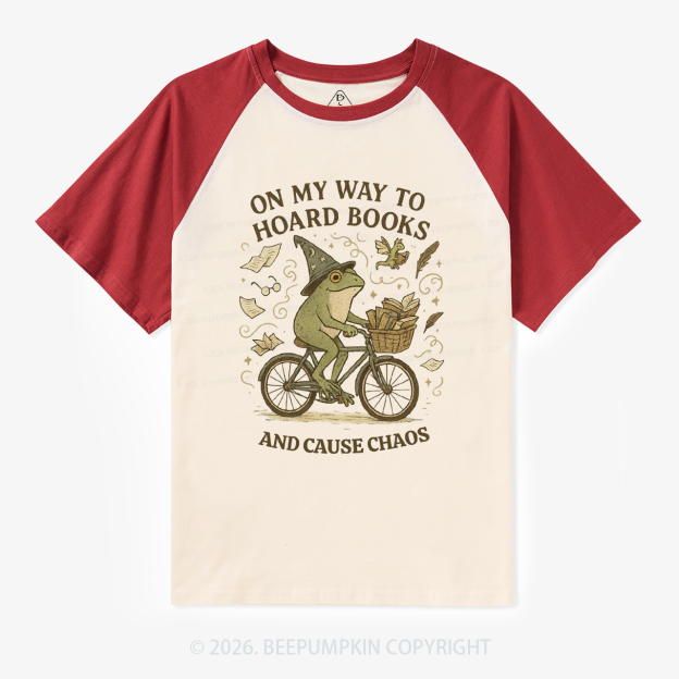 On My Way To Hoard Books And Cause Chaos Retro Raglan T-shirt