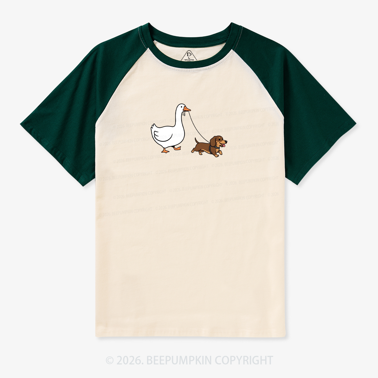 Silly Goose Walking Dachshund Dog Retro Raglan T-shirt