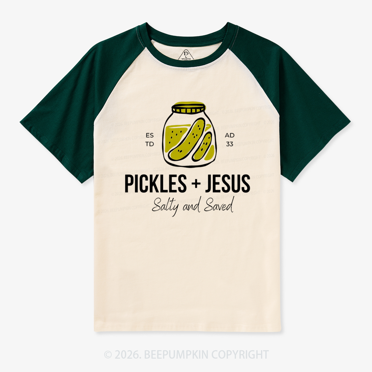 Pickles and Jesus Salty and Saved Vintage Raglan T-shirt