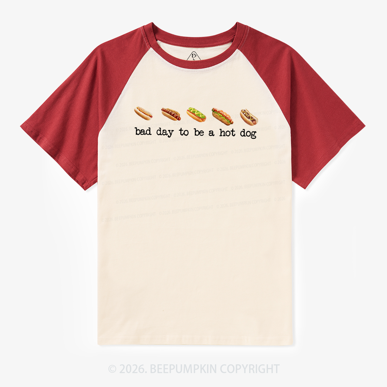 Bad Day to Be a Hotdog Funny Retro Raglan T-shirt
