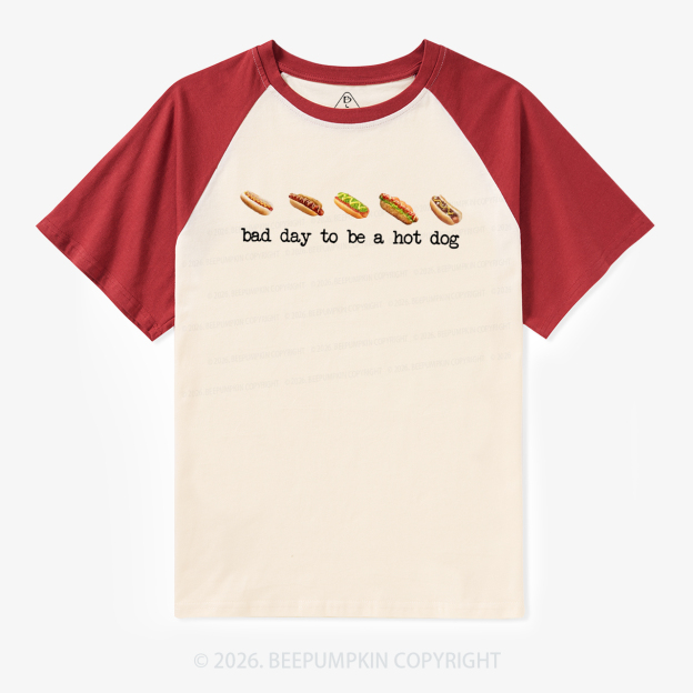 Bad Day to Be a Hotdog Funny Retro Raglan T-shirt