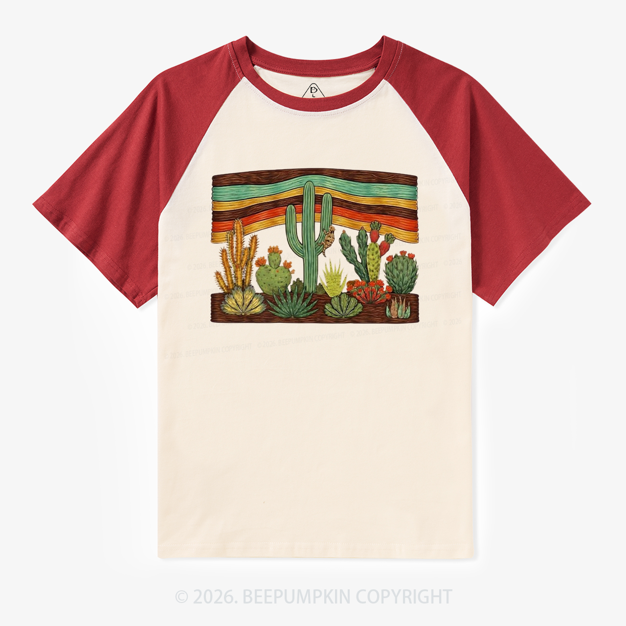 Desert Cactus Retro Raglan T-shirt