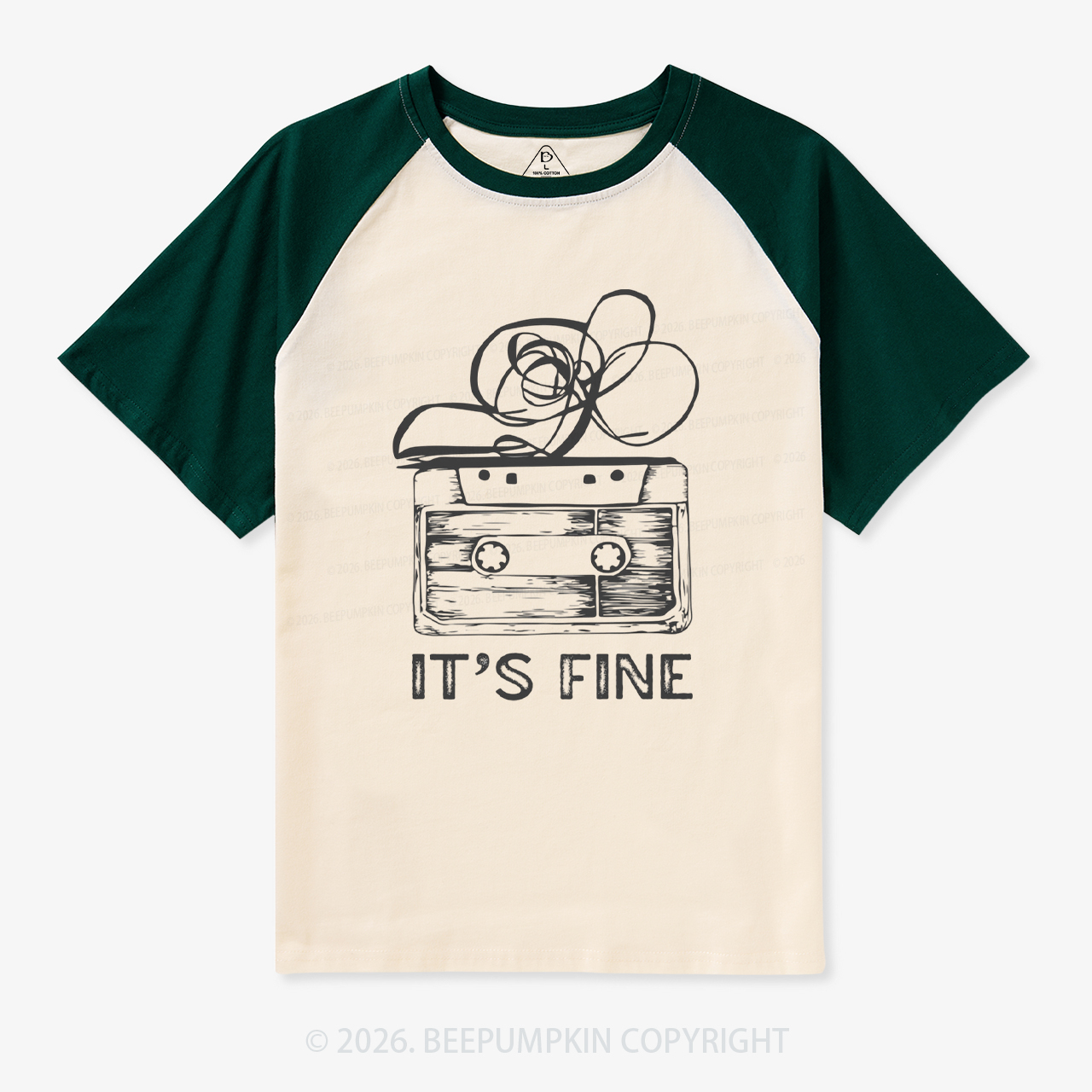 Retro Cassette Tape Raglan T-shirt