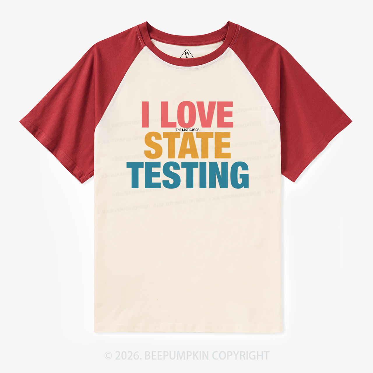 I Love State Testing Retro Raglan T-shirt
