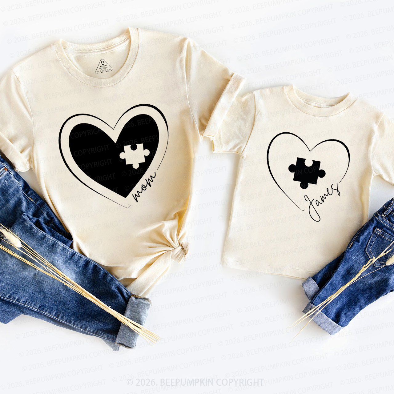 Heart Puzzle and Missing Piece Mom&Me Matching T-Shirts