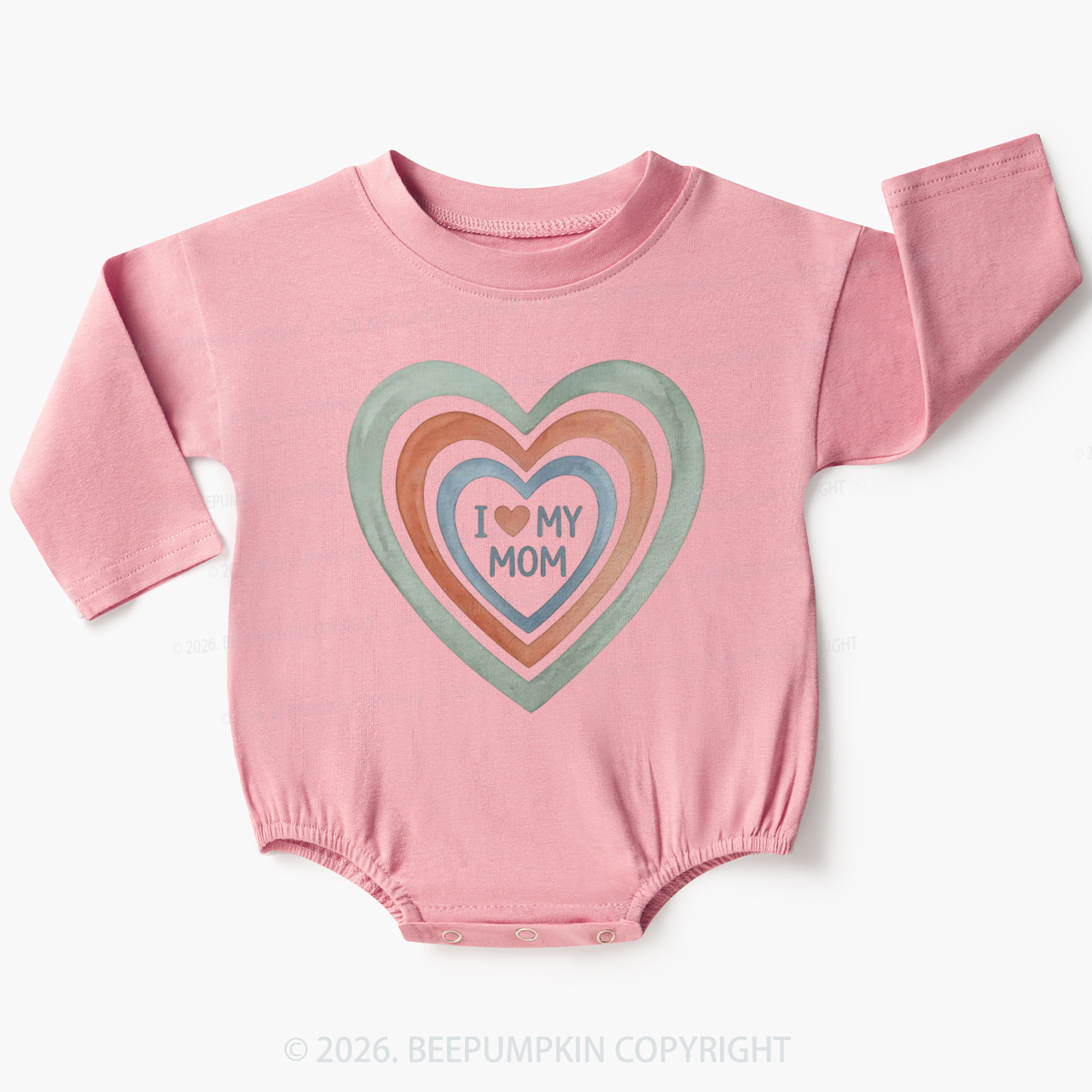 I Love My Mom Cute Mother's Day Baby Bubble Romper