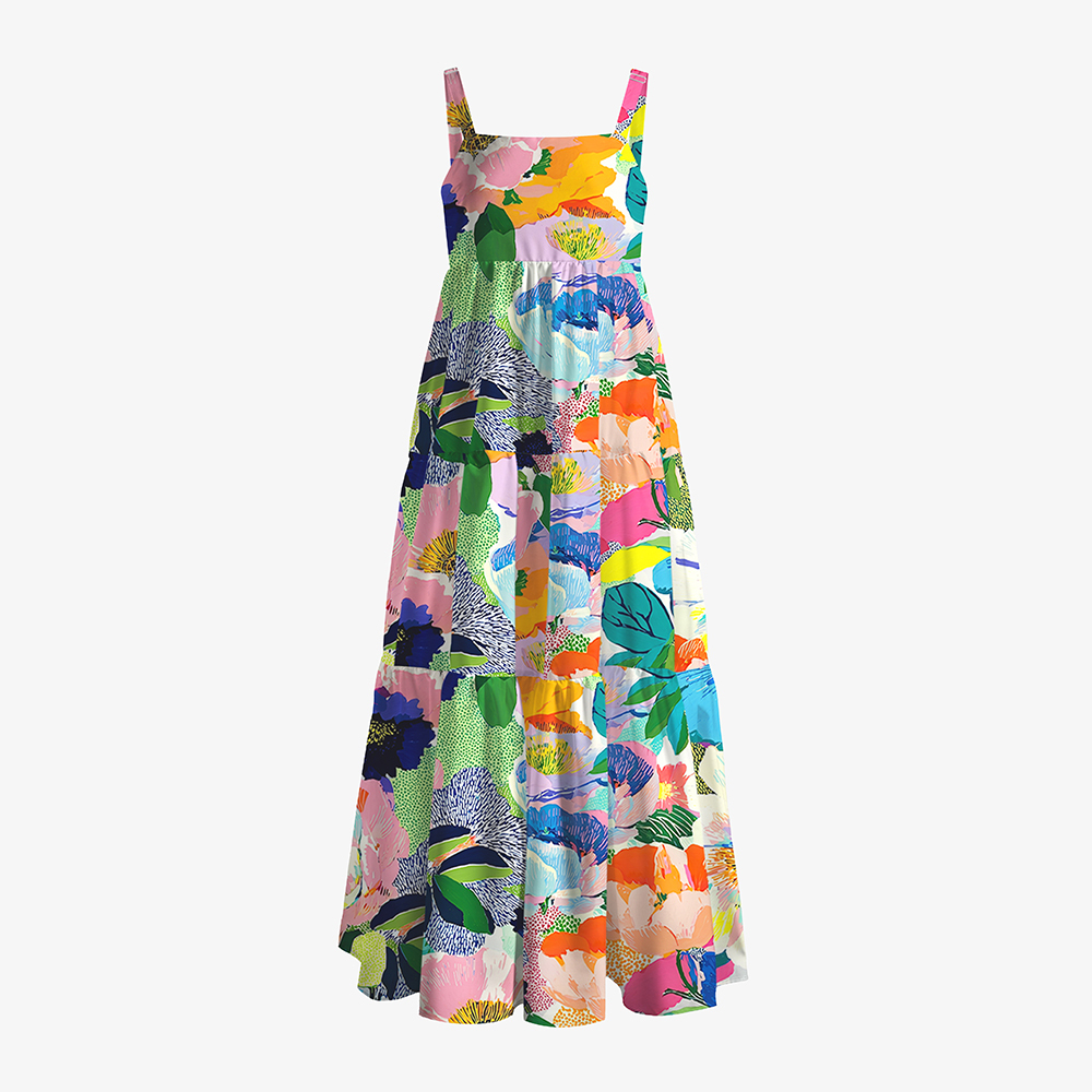 Colorful Abstract Floral All-Over Print Women’s Voile Cami Dress