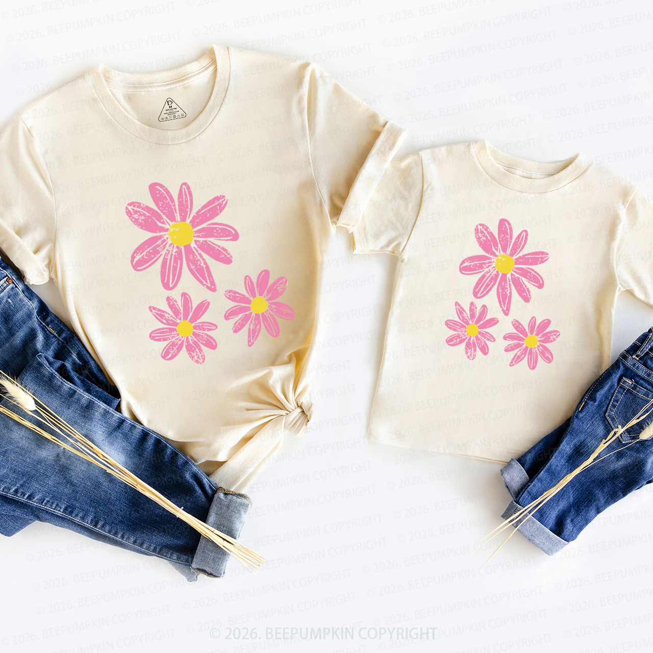 Daisy Boho Floral Mom&Me Matching T-Shirts