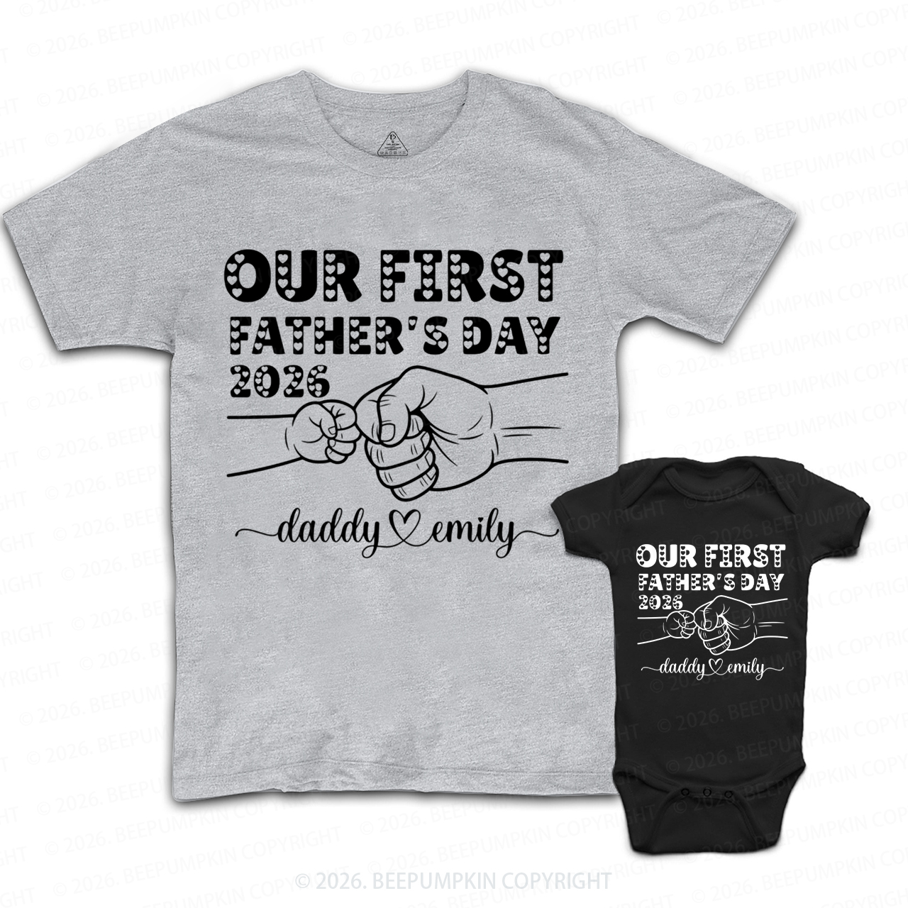 Personalized Cute Our First Fathers Day Dad&Me Matching Shirts