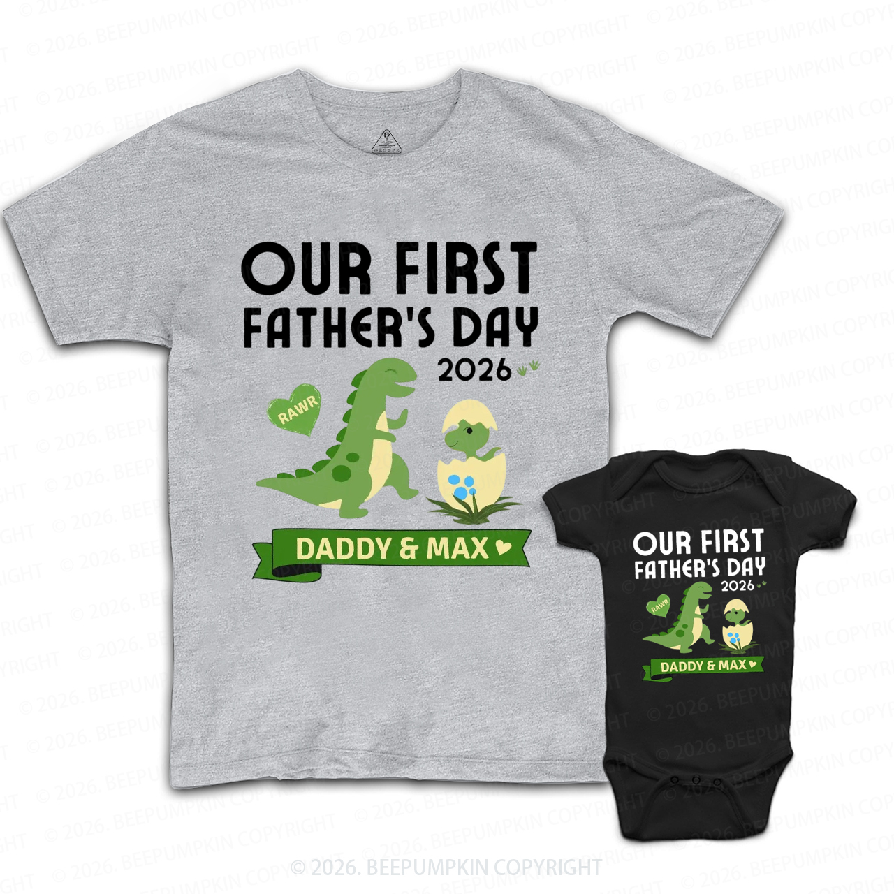 Personalized Our First Fathers Day Dinosaur Dad&Me Matching Shirts