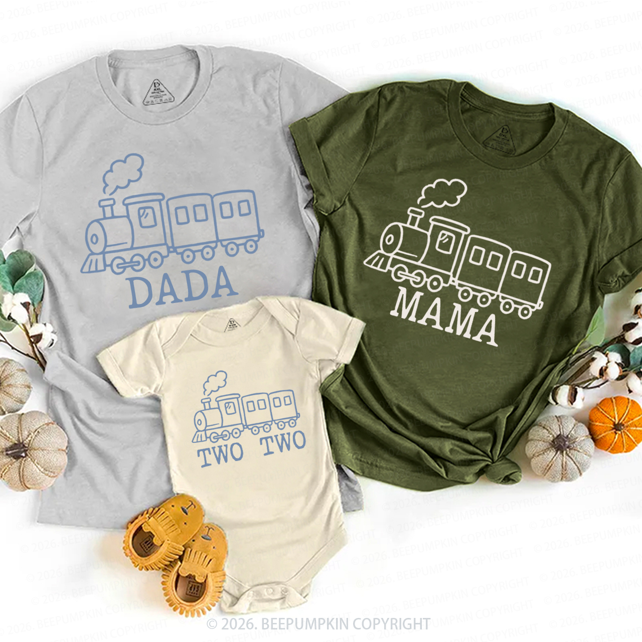 Personalized Train Chugga Chugga Family Matching T-Shirts
