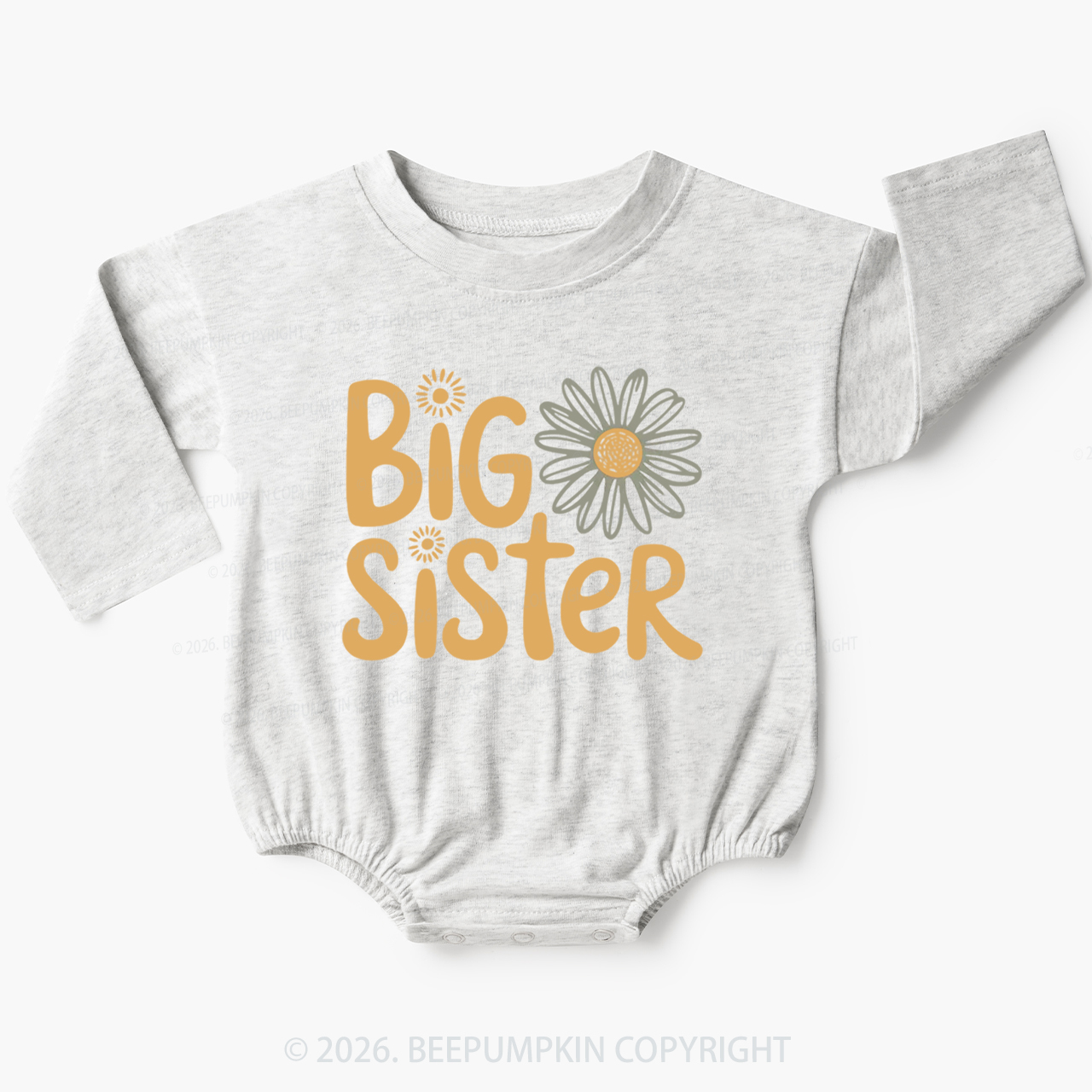 Big Sister Daisy Boho Flower Baby Bubble Romper