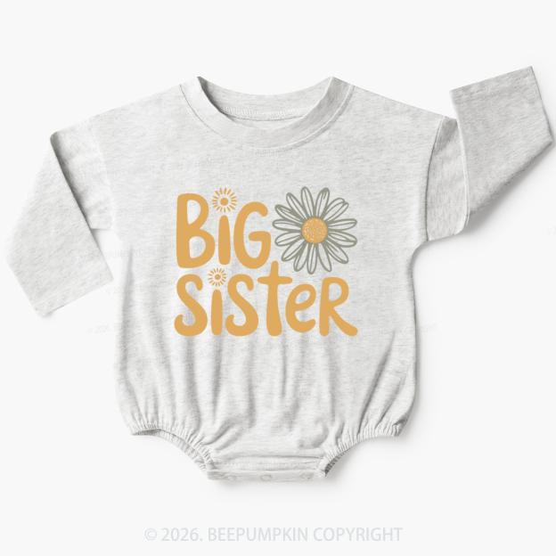 Big Sister Daisy Boho Flower Baby Bubble Romper
