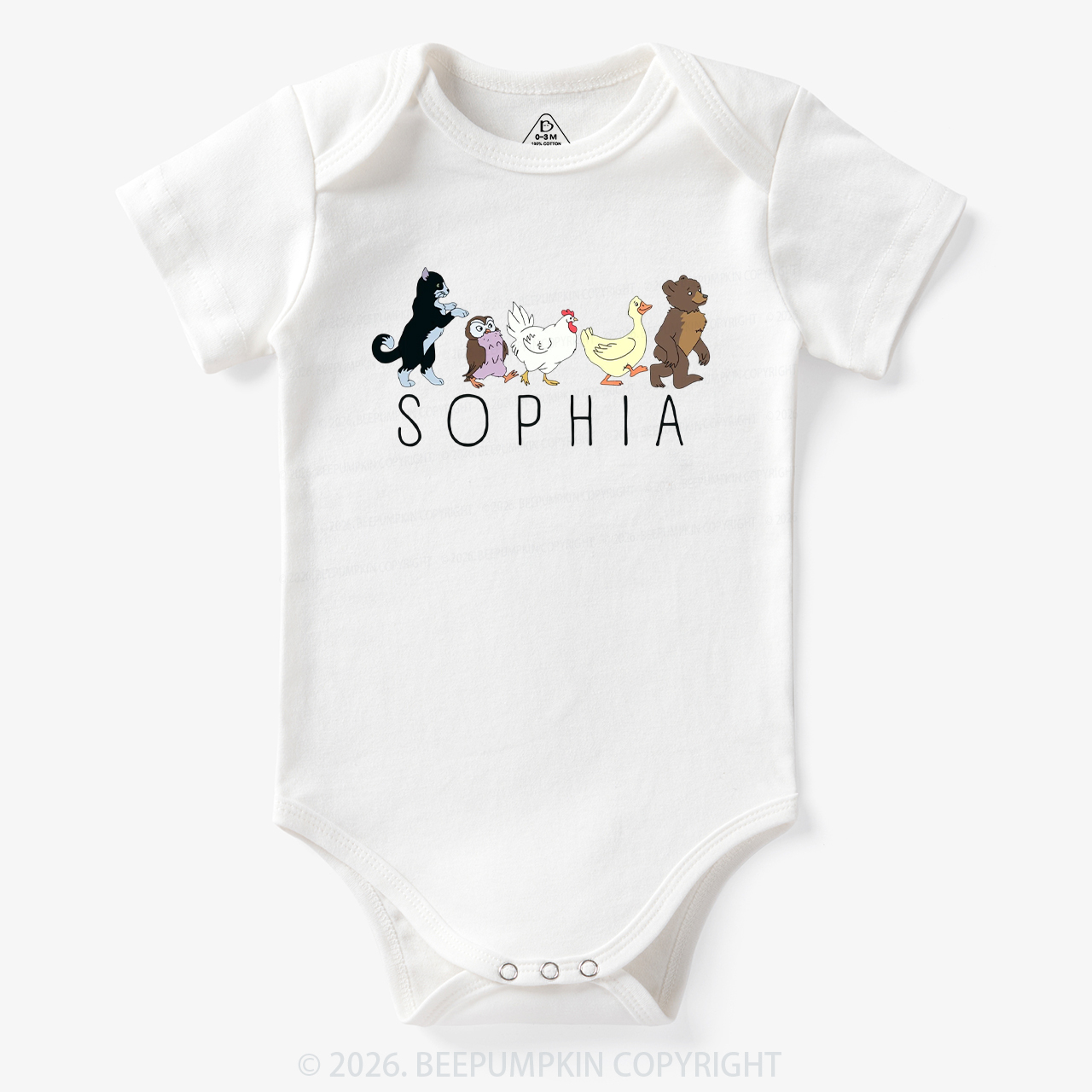 Personalized Cute Animal Friends Bodysuit