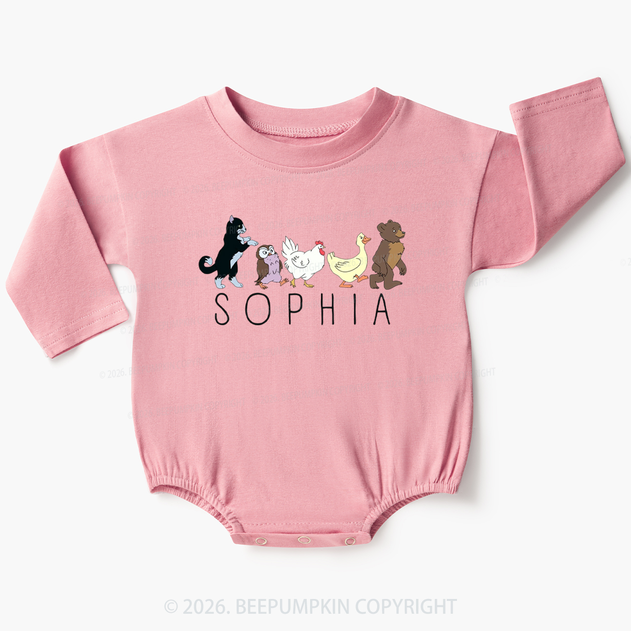 Personalized Cute Animal Friends Baby Bubble Romper