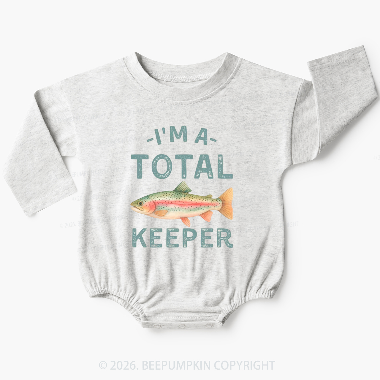 I'm a Total Keeper Funny Fishing Baby Bubble Romper