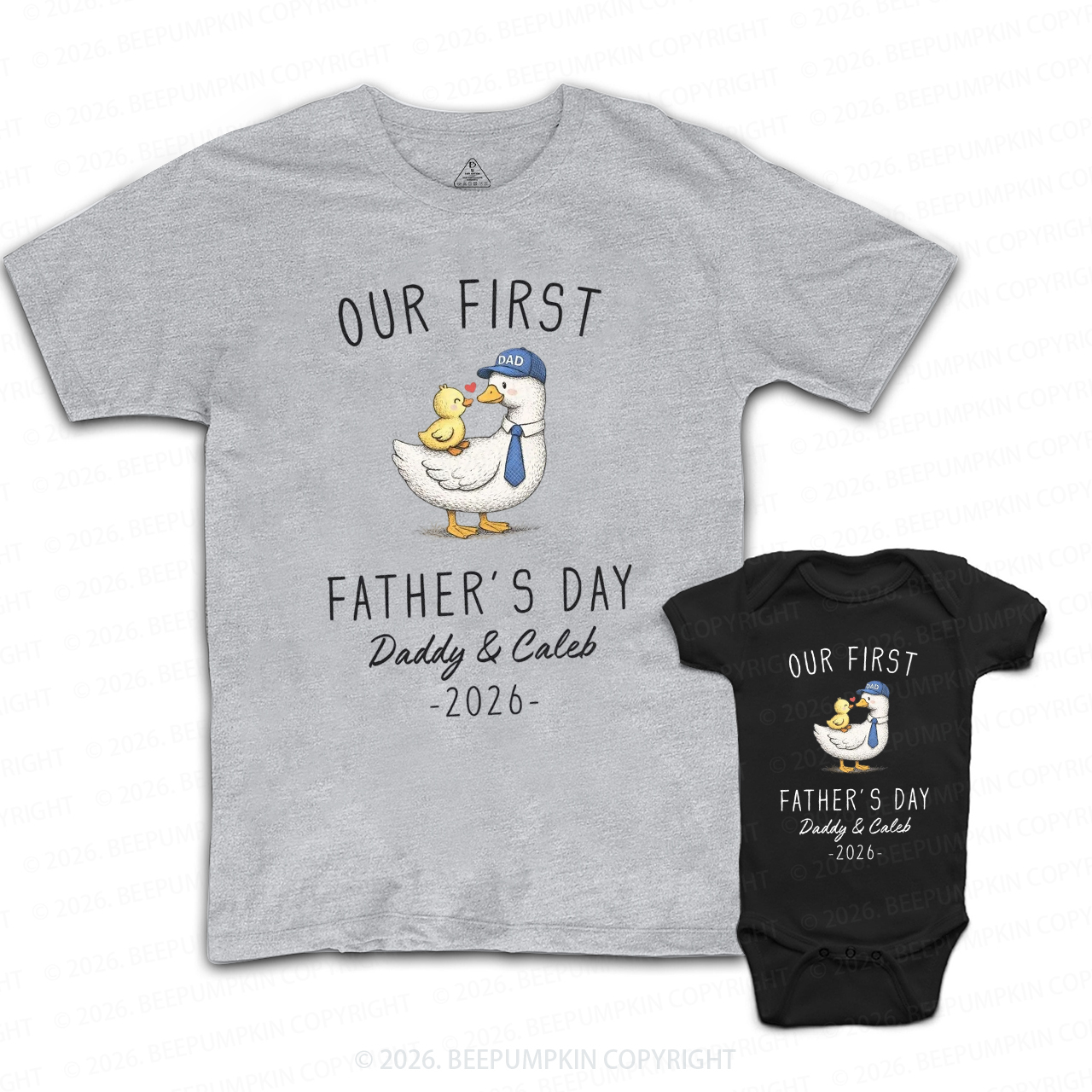 Personalized Our First Fathers Day Goose Dad&Me Matching Shirts