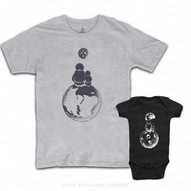 Moon and Astronaut Space Dad&Me Matching Shirts