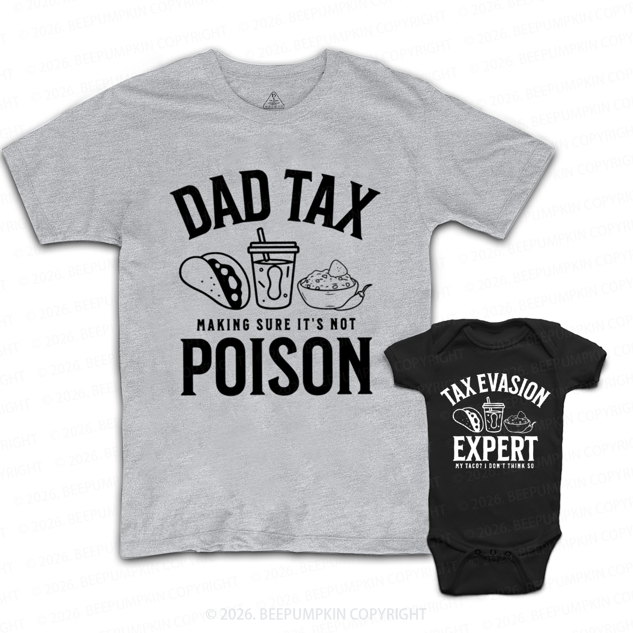 Dad Tax Funny Taco Dad&Me Matching Shirts