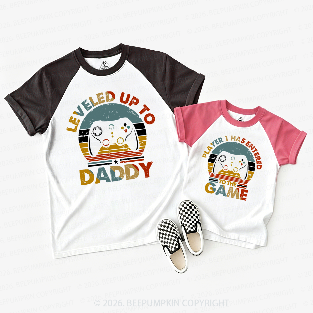 Leveled Up To Player 2 Entered The Game Matching Raglan T-shirts