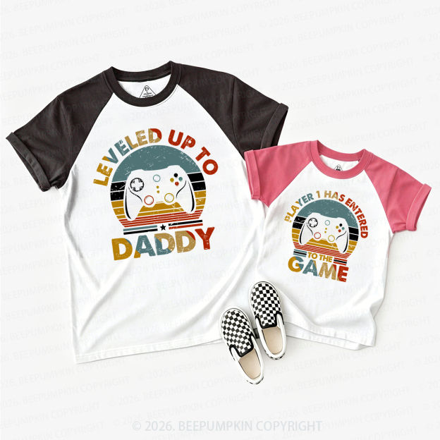 Leveled Up To Player 2 Entered The Game Matching Raglan T-shirts