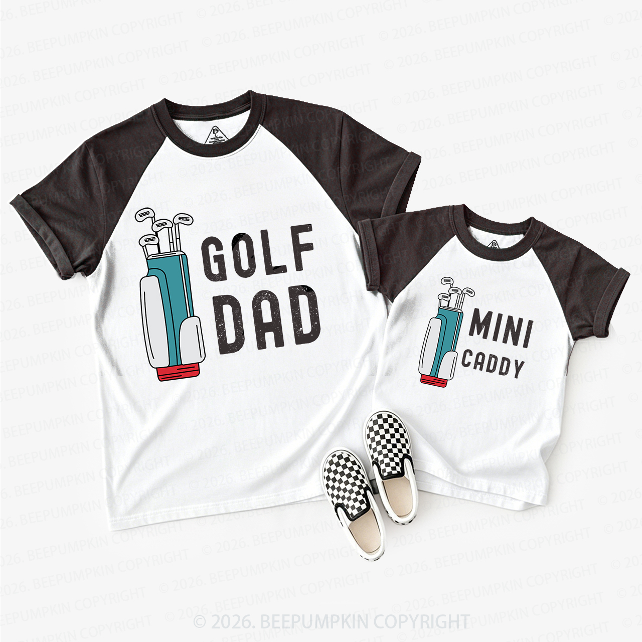 Golf Dad & Mini Caddy Matching Raglan T-shirts