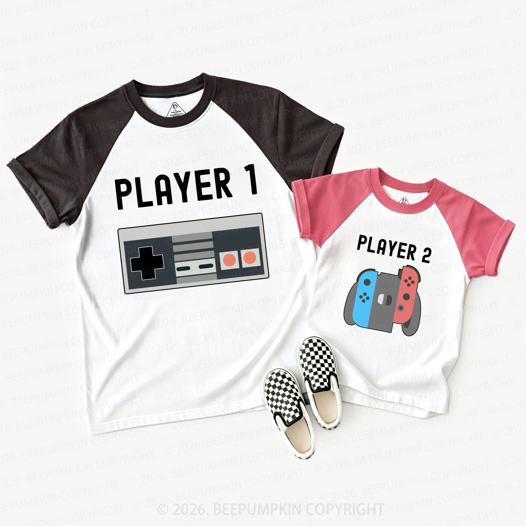 Retro Video Game Dad&Me Matching Raglan T-shirts