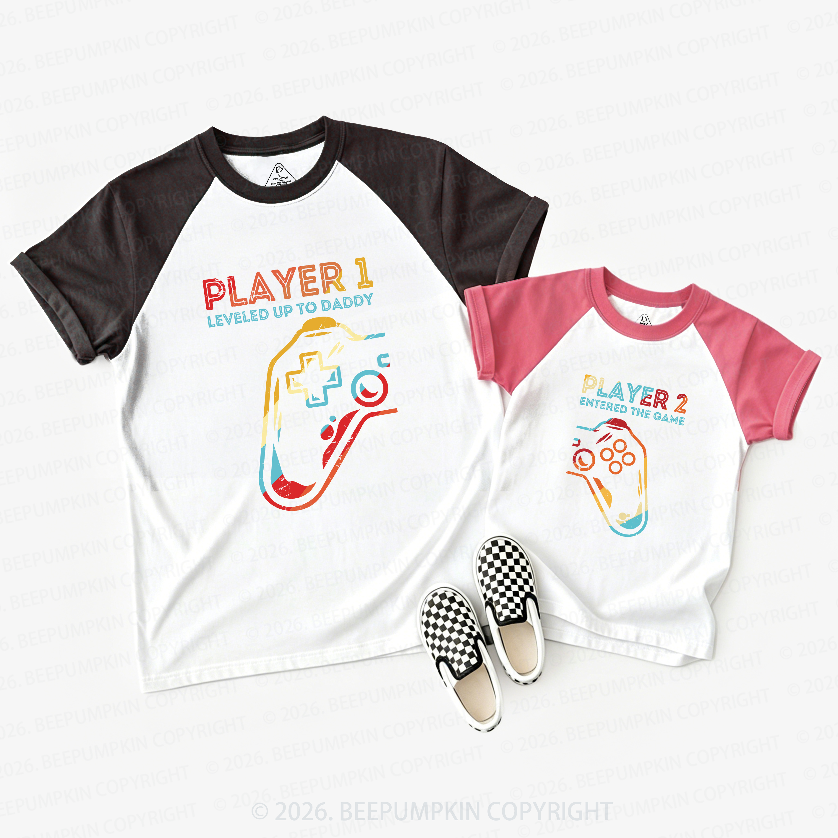 Level Up To New Daddy Player Dad&Me Matching Raglan T-shirts