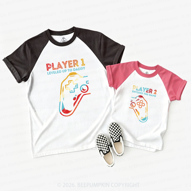 Level Up To New Daddy Player Dad&Me Matching Raglan T-shirts