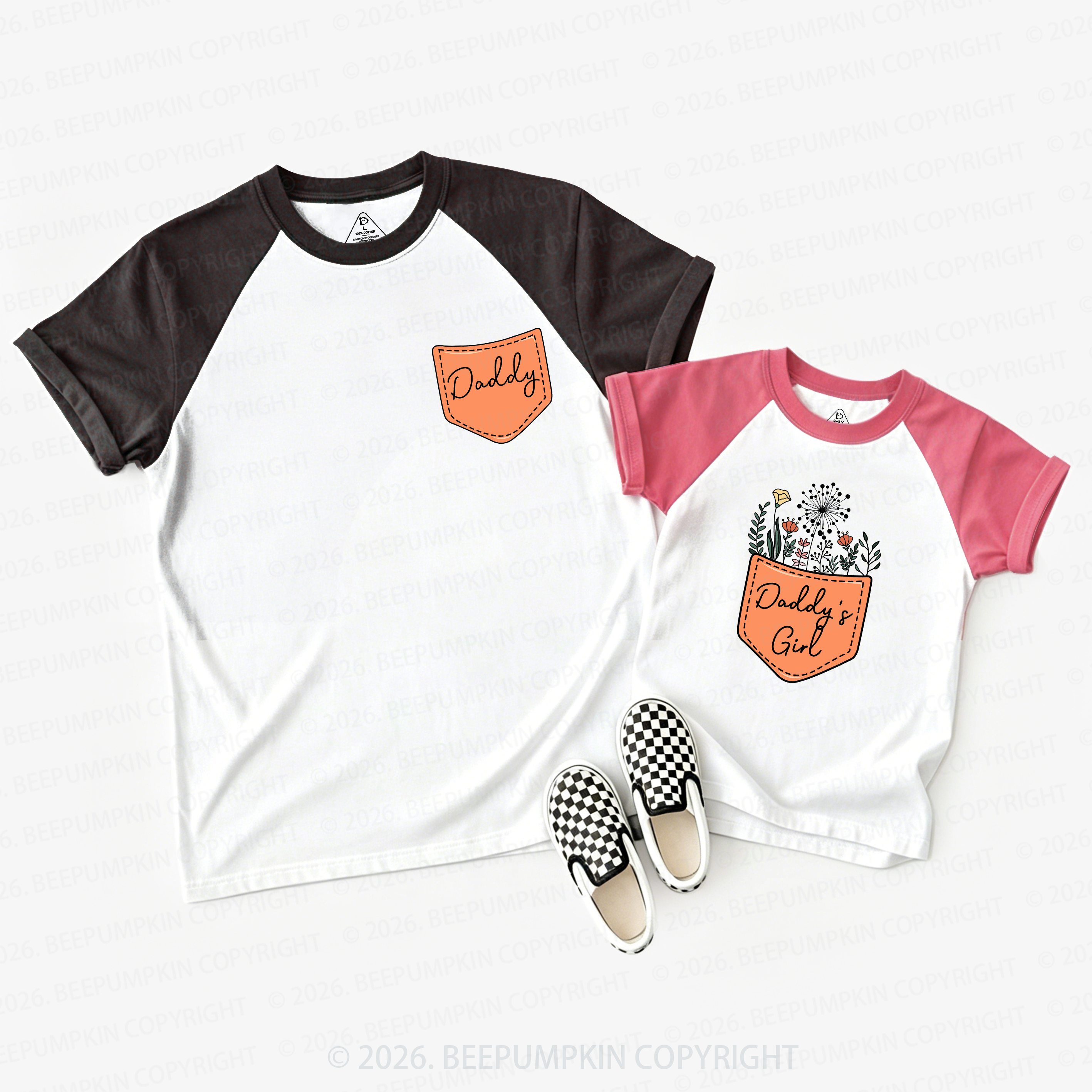 Daddy & Daddy's Girl Flowers Dad&Me Matching Raglan T-shirts