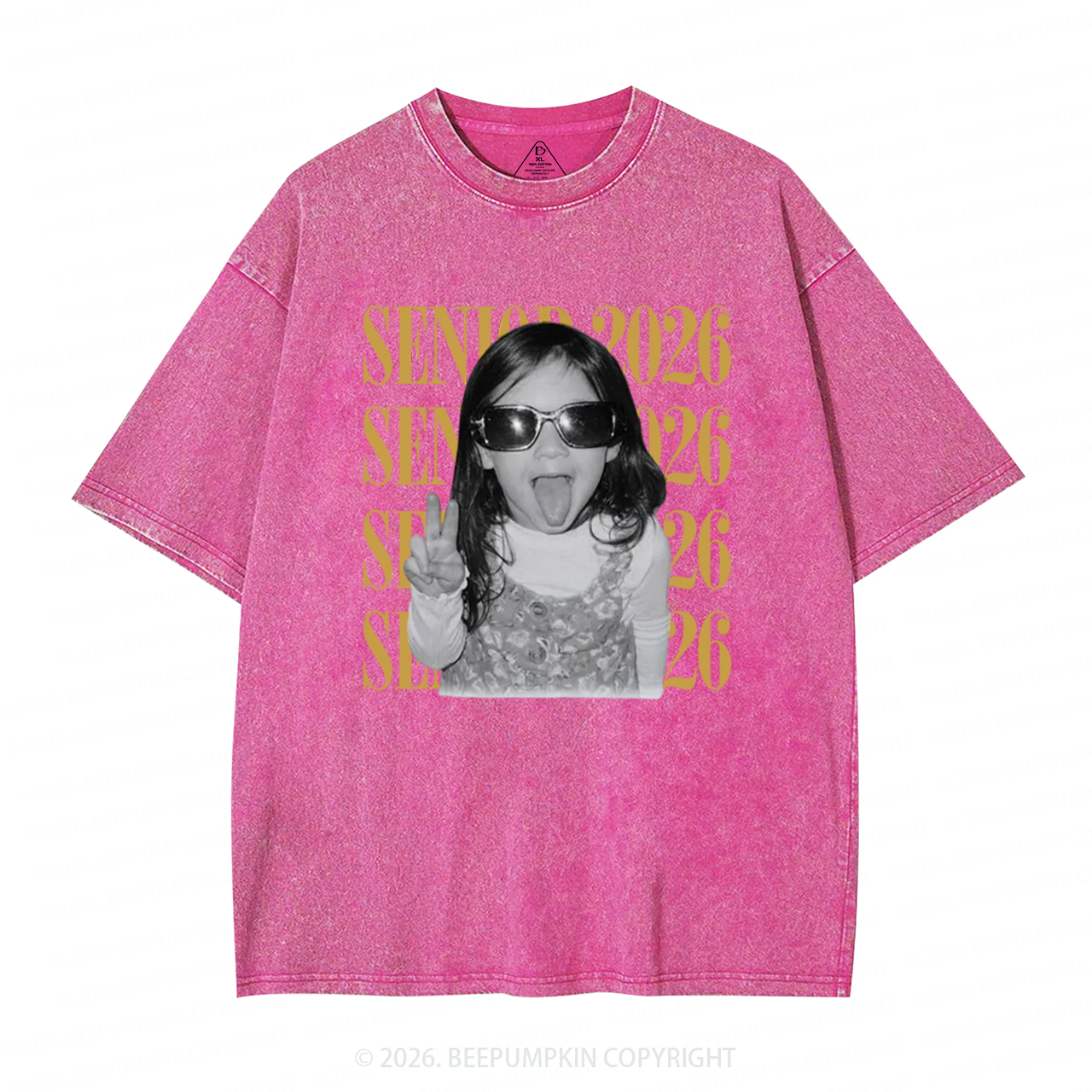 Personalized Vintage Photo And Year Senior Adult Washed T-Shirts