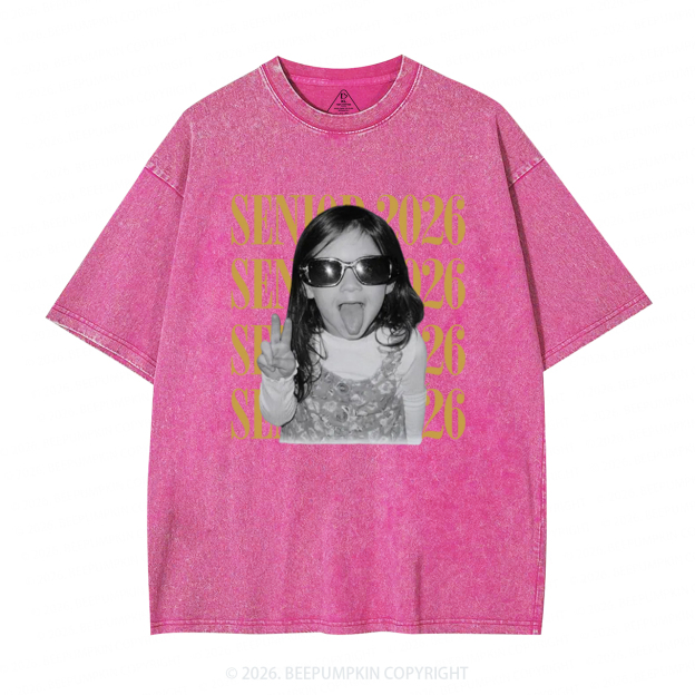 Personalized Vintage Photo And Year Senior Adult Washed T-Shirts