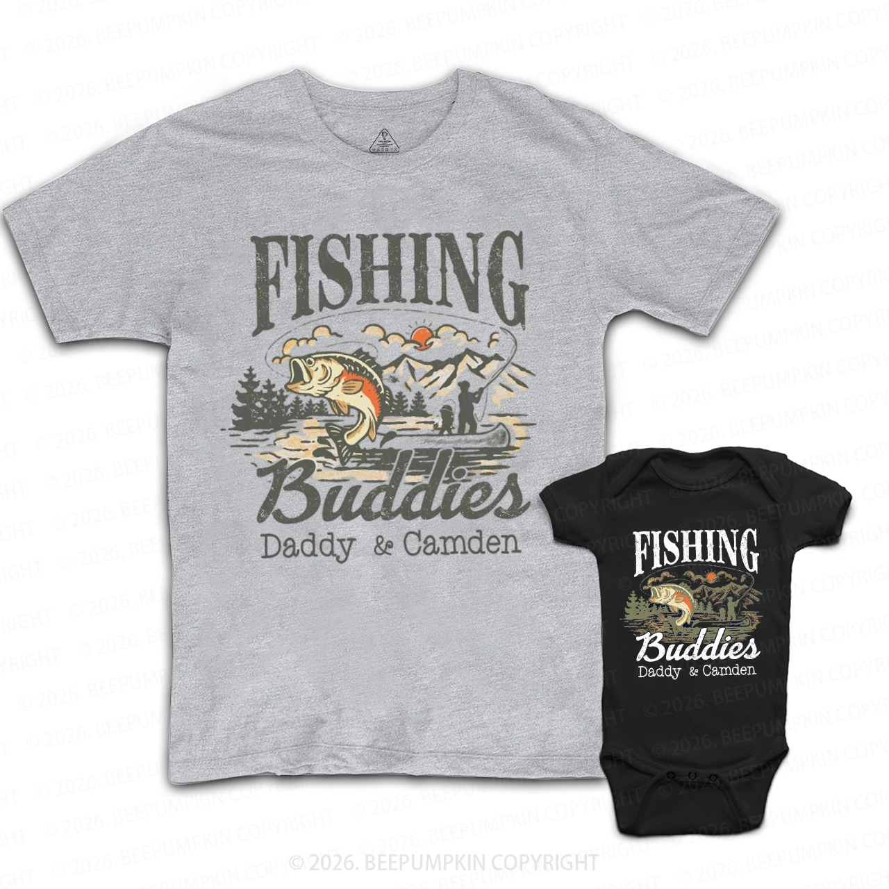 Personalized Fishing Buddies Father's Day Dad&Me Matching Shirts