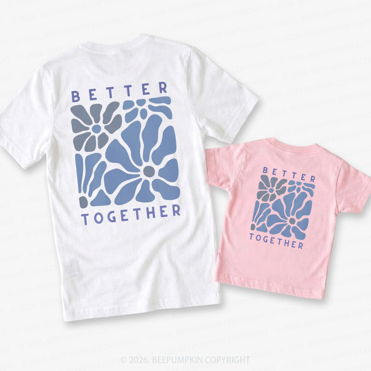 Better Together with Retro Flowers Dad&Me Matching Shirts
