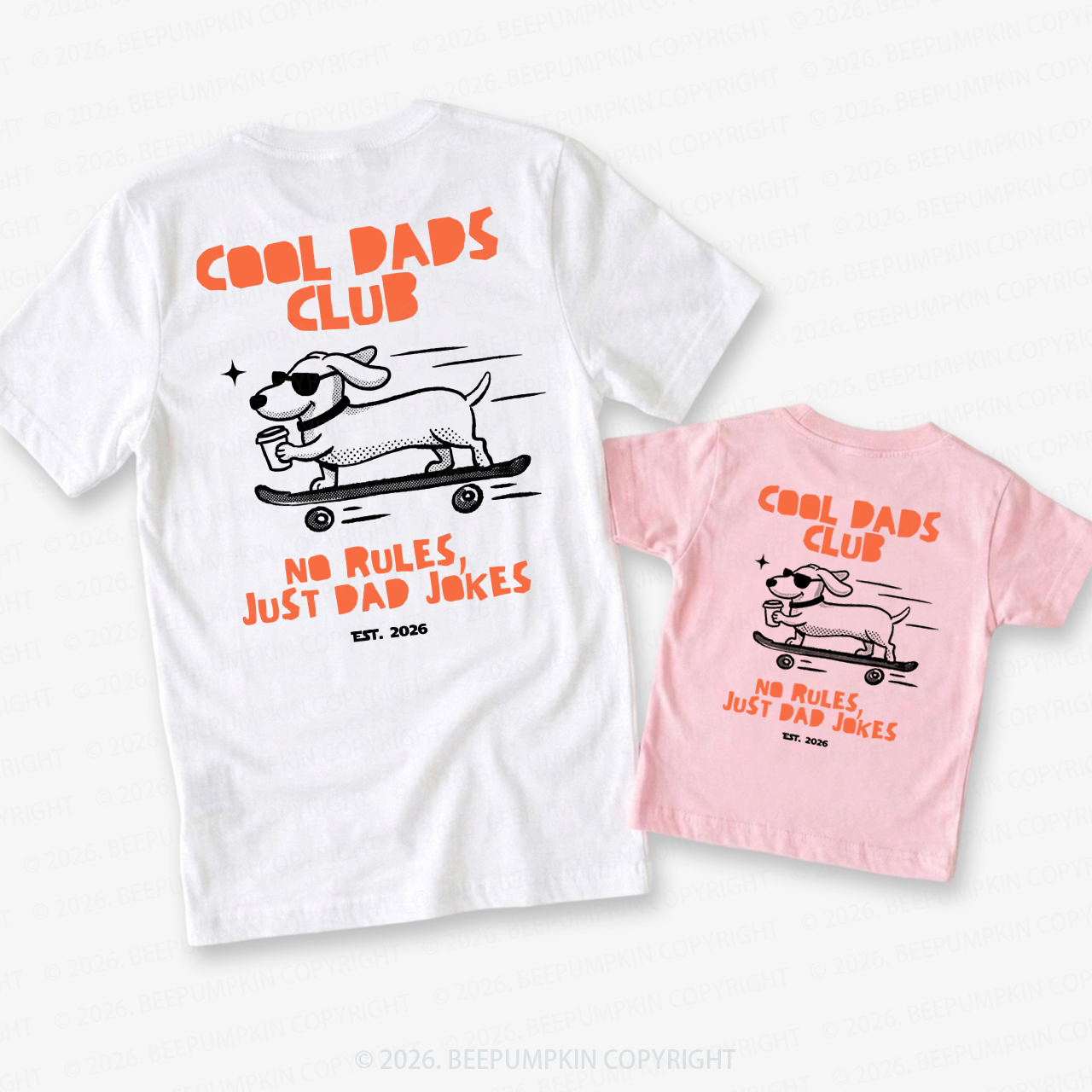 Cool Dads Club Dog Skateboard Dad&Me Matching Shirts
