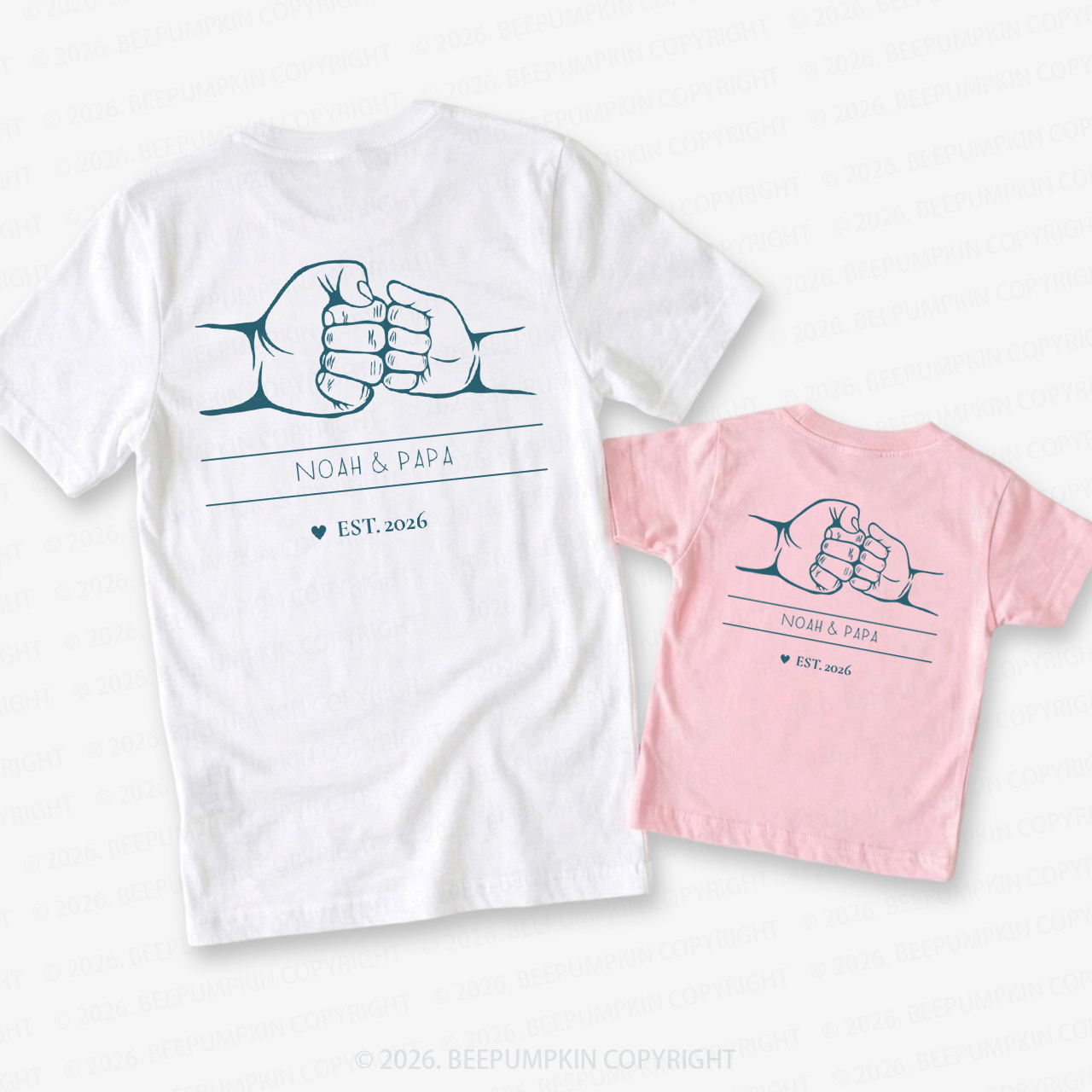  Personalized Name Fist Bump Dad&Me Matching Shirts