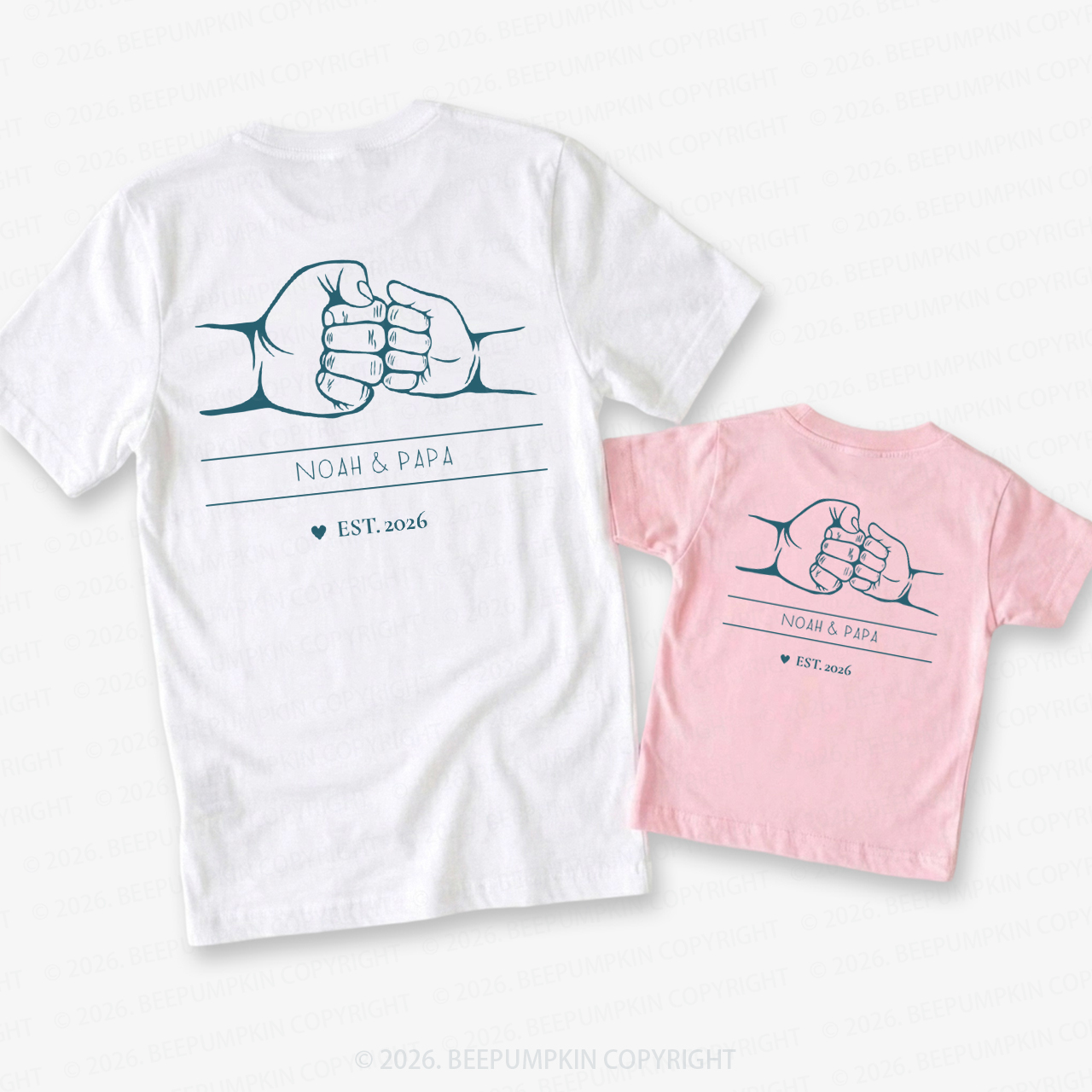 Personalized Name Fist Bump Dad&Me Matching Shirts