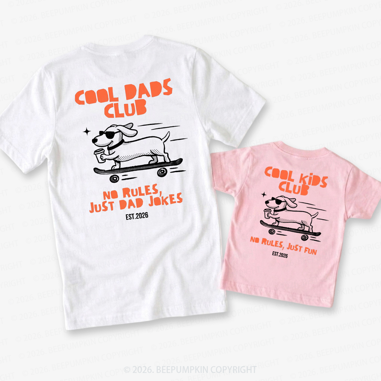 Cool Dads Club Dog Skateboard Dad&Me Matching Shirts