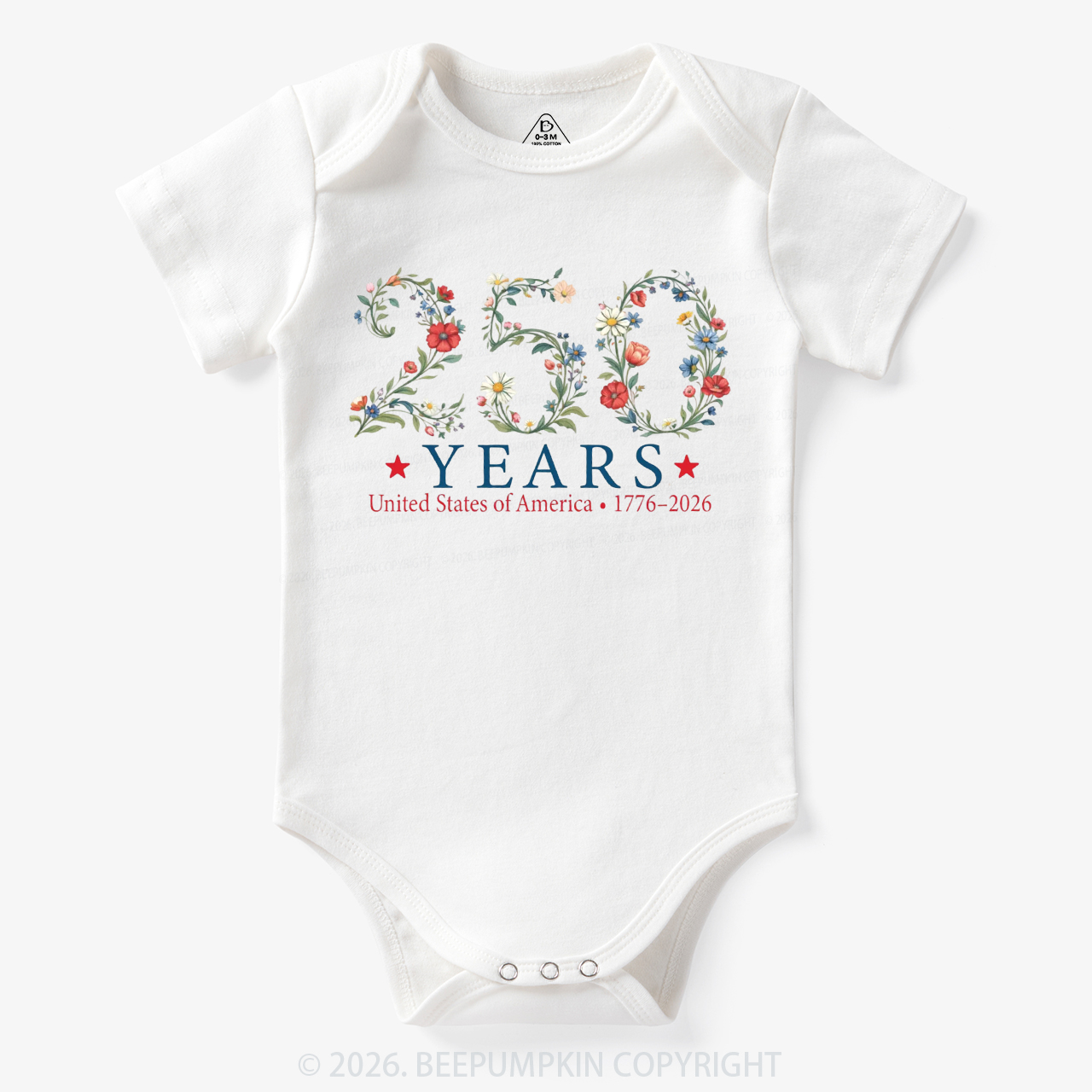 USA 250th Anniversary Floral Bodysuit