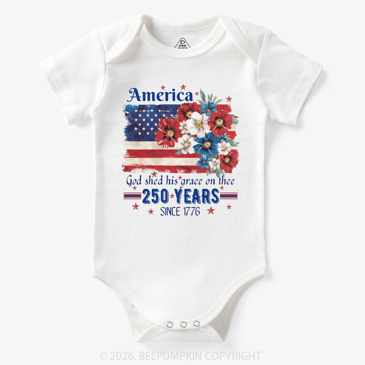America 250 Years Flag Floral Bodysuit