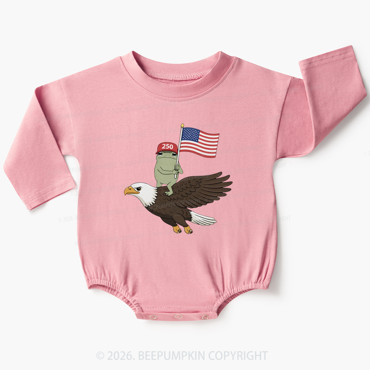 Americas 250th Birthday Funny Frog Baby Bubble Romper