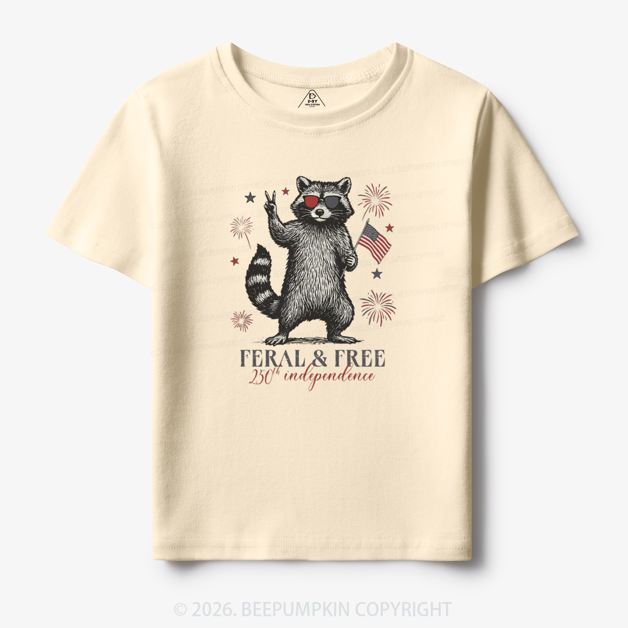 Feral but Free Patriotic Raccoon America 250th Toddler&Kid's Tees