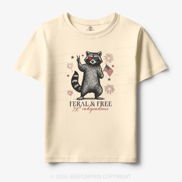 Feral but Free Patriotic Raccoon America 250th Toddler&Kid's Tees