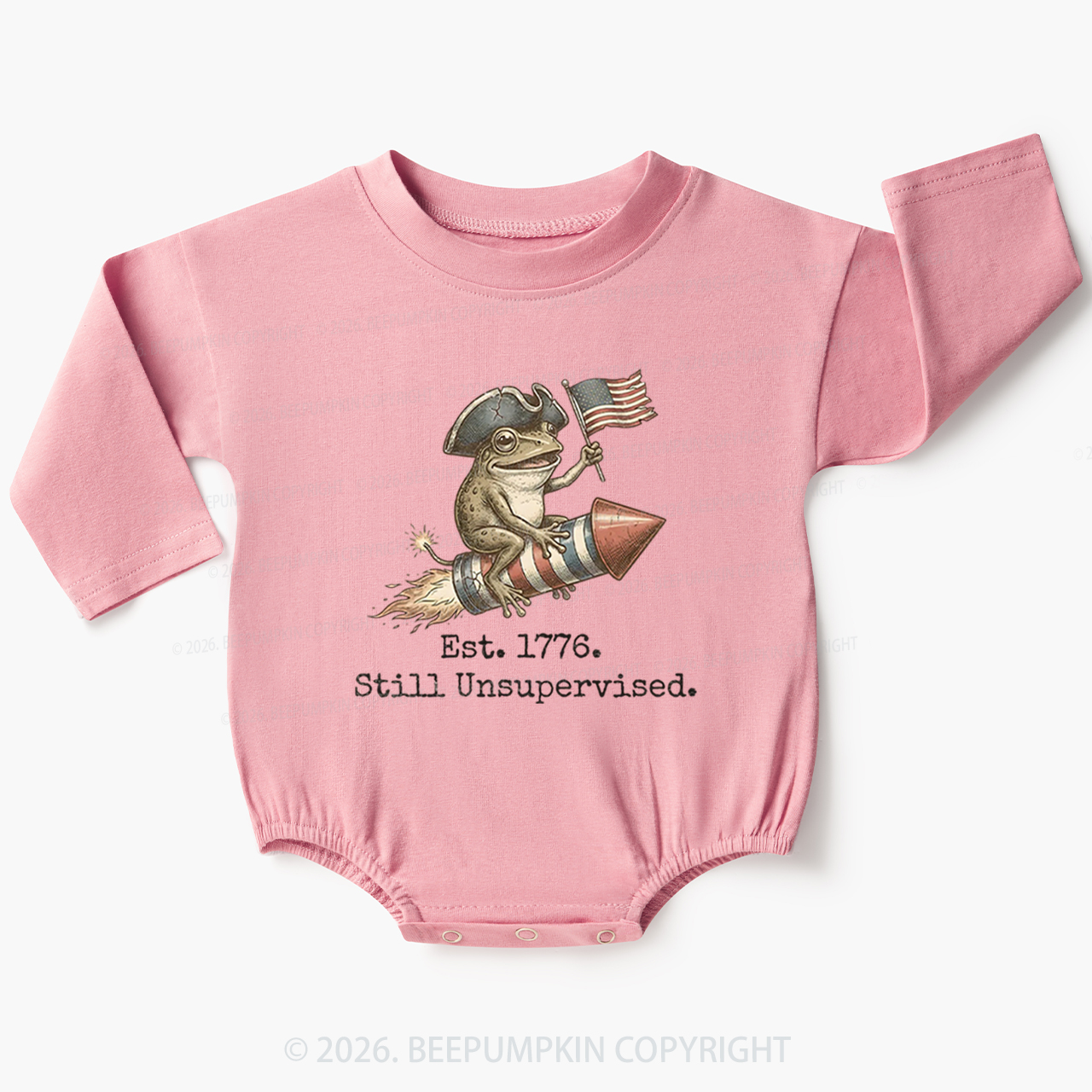 Est 1776 Funny Frog  American 250th Anniversary Baby Bubble Romper