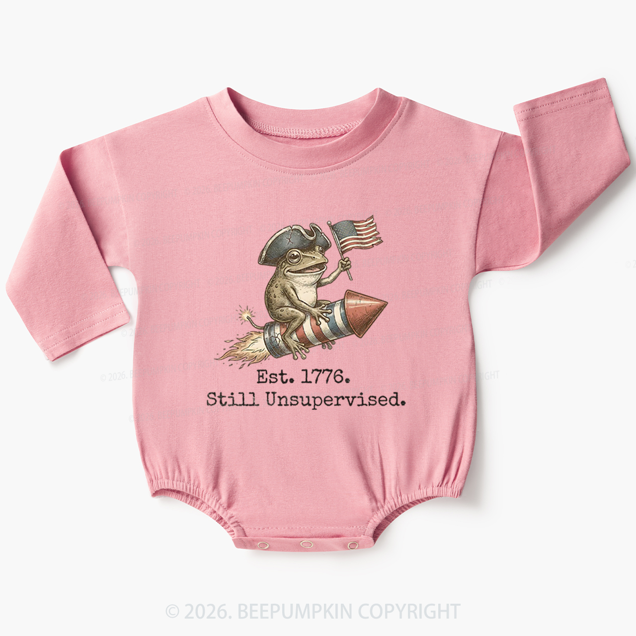 Est 1776 Funny Frog  American 250th Anniversary Baby Bubble Romper