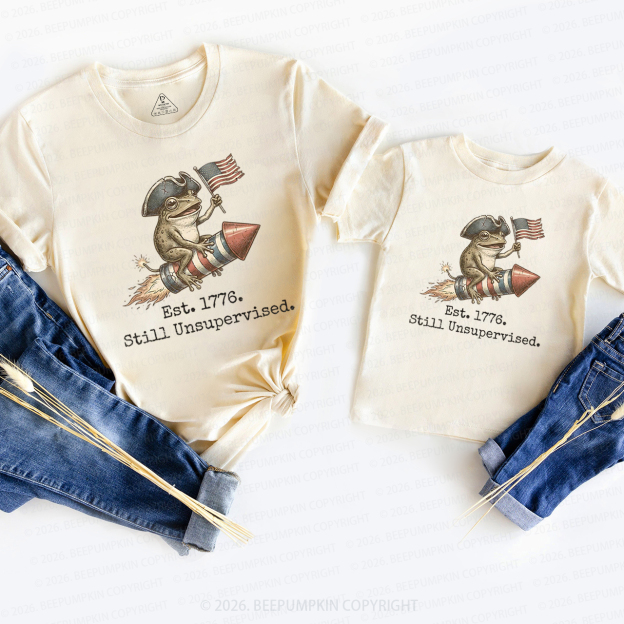 Est 1776 Funny Frog  American 250th Anniversary Mom&Me Matching T-Shirts