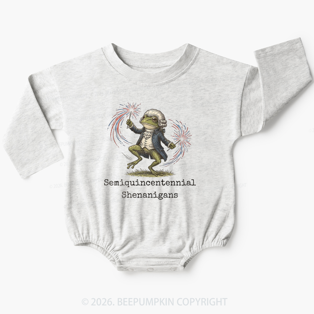 American 250th Anniversary Funny Frog Retro Baby Bubble Romper