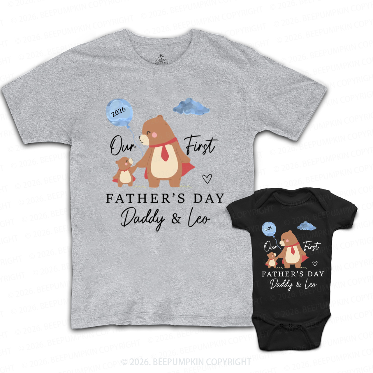 Personalized First Father's Day Bear Dad&Me Matching Shirts
