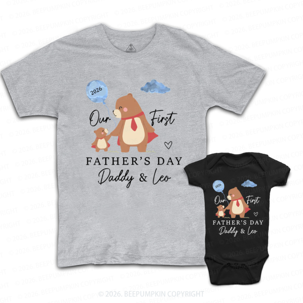Personalized First Father's Day Bear Dad&Me Matching Shirts